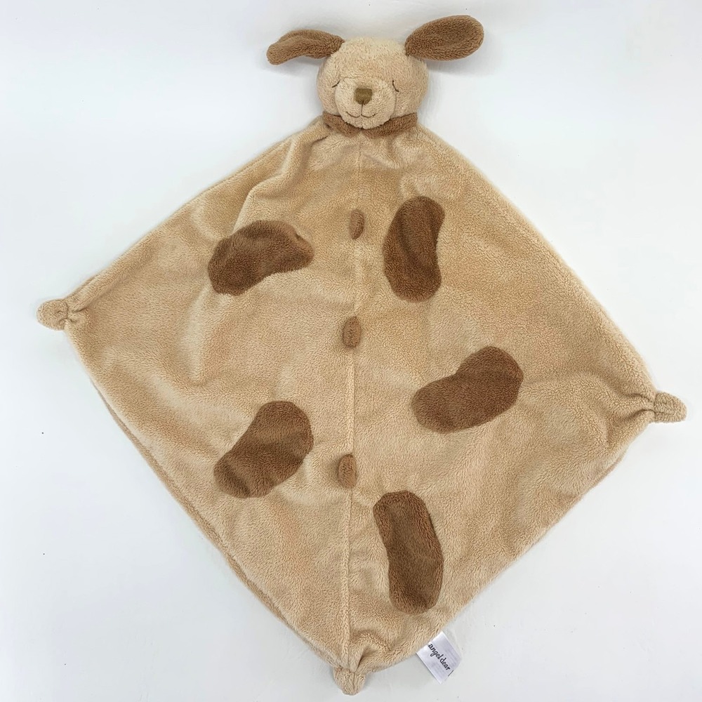 Angel Dear Puppy Dog Lovey Brown Beige Baby Plush Security Blanket Knotted Toy